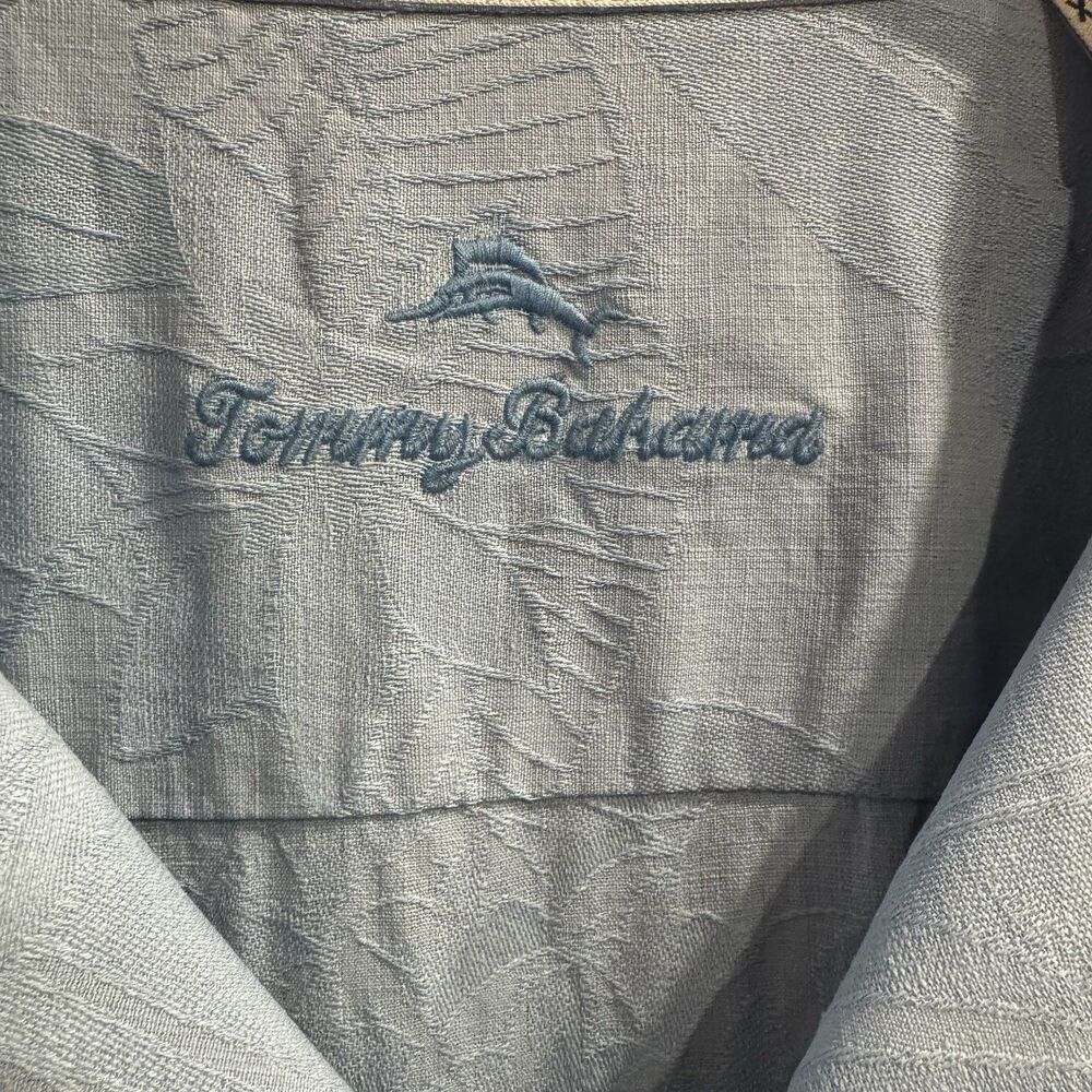 Tommy Bahama Men’s Blue 100% Silk Hawaiian Camp Shirt Floral Jacquard XXL - Picture 3 of 15